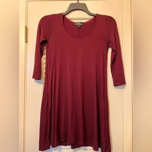 Lulus burgundy spandex rayon spandex long sleeve dress